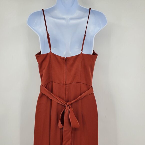 David's Bridal Cinnamon Faux Wrap Ruffley High Low Hem Maxi Bridesmaid Dress 6 - Picture 12 of 12